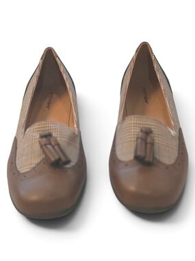 comfortview Brown Tassel Plaid Loafers